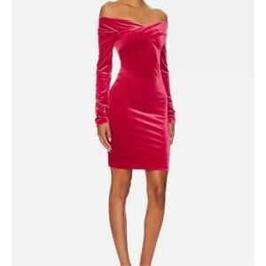 STEVE MADDEN True Red Alaura Off The Shoulder Velvet Mini Dress